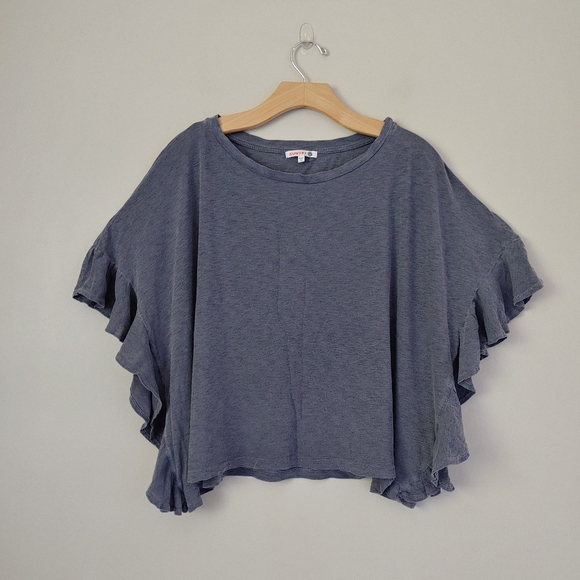 Sundry Ruffle Sleeve Tee Boxy Short Sleeve Top Pima Cotton Size Large - Picture 6 of 15